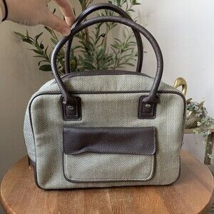 Bath and Body Works Brown Tweed  Herringbone Carry On weekend travel bag Tote